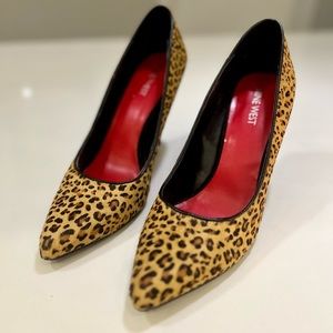 Nine West Cheetah Print Cow Fur Heels
